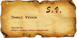 Svecz Vince névjegykártya